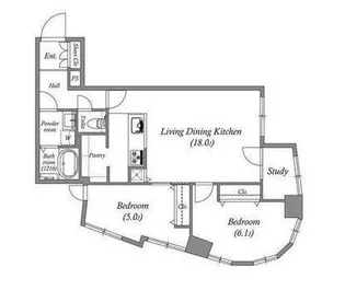 ルネパルティーレ汐留【7階】の間取り
