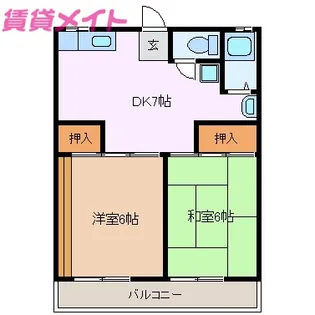 コーポ垂坂A棟【2階】の間取り
