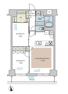 Brillia ist 池尻大橋【6階】の間取り