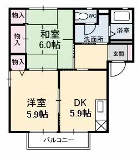 パークハイツ B棟【1階】の間取り