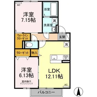 ツマサイト B棟【2階】の間取り