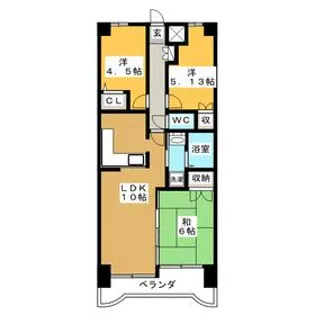 プラージュ元今泉【6階】の間取り