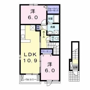 クレアール鈴鹿B【2階】の間取り