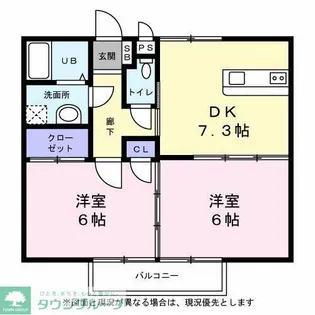 シティーハイツ マリーローランサンB棟【2階】の間取り