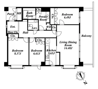 ガーデン東が丘(ヒガシガオカ)W棟【2階】の間取り
