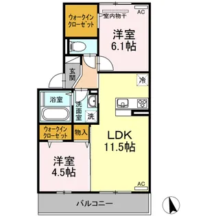 ジャンティーユII【2階】の間取り