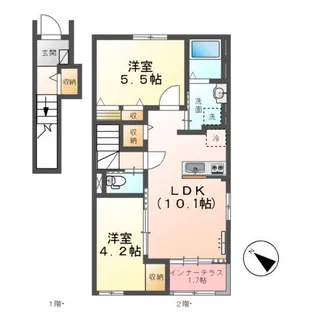 ソラーレ(東松山市松山町 アパートII期新築工事)【2階】の間取り