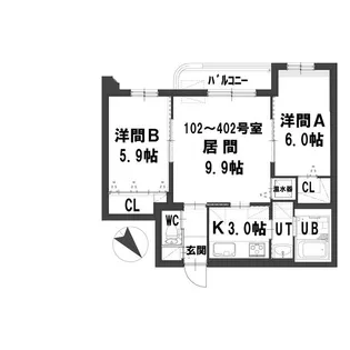 グランメール平和通6A【2階】の間取り