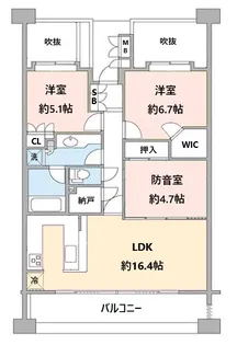 桜台パークホームズコンソート【7階】の間取り