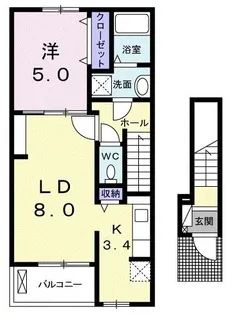 クラール朔日市B【2階】の間取り