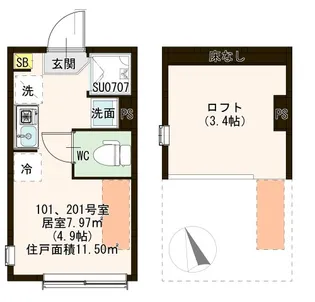プリマベーラ上中里【1階】の間取り
