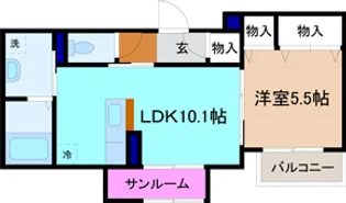 1LDKの間取り画像
