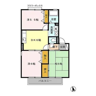 レインボーハイツ II番館【1階】の間取り