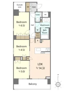 ザ・パークハウス上野池之端レジデンス【5階】の間取り