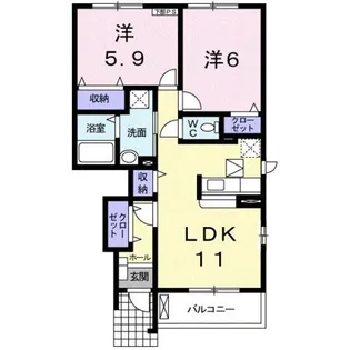 パストラル滝の杜B【1階】の間取り