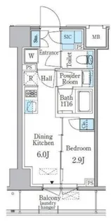 1DKの間取り画像