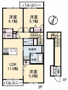 アムールN B棟【2階】の間取り