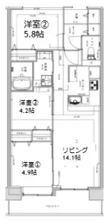 アクティ目黒駅前1号棟【9階】の間取り