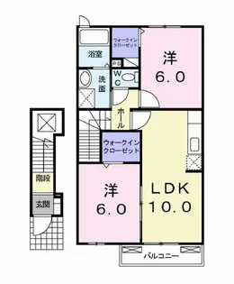 ウッズ・スクエアーB【2階】の間取り