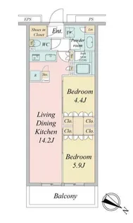 ブランシエスタ目黒中央町【5階】の間取り