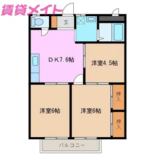 シティハイツ萩B棟【2階】の間取り