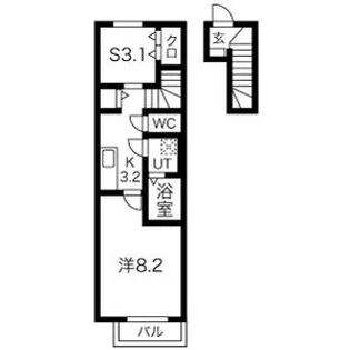 ソワサントゥ ディス長田町 A【2階】の間取り