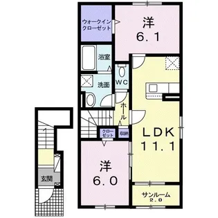 ゼフィールB【2階】の間取り