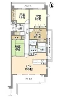 新千里桜ヶ丘メゾンシティ弐番館【11階】の間取り