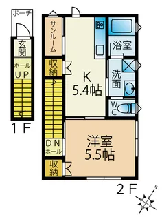 メゾン・ド・パステル台町 F 204号室【2階】の間取り