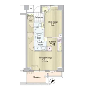 PRIME URBAN 東中野 COURT【2階】の間取り