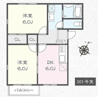 ベルハイツA棟【2階】の間取り