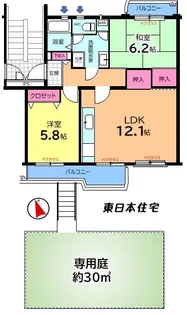 堀込第4住宅4号棟【1階】の間取り