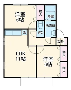アドラブールフカヤツB【1階】の間取り