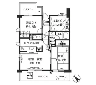 保土ヶ谷南パーク・ホームズ【3階】の間取り