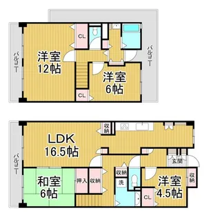 ユニベール宝塚【6階】の間取り