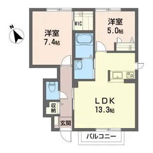 シャーメゾンピノB【1階】の間取り