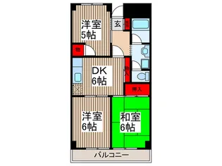 砂サンシャインシティ1番館【6階】の間取り