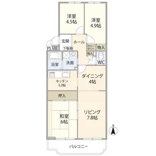 川越グリーンパークE-壱号棟(0005995)【5階】の間取り