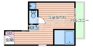 アルディア関大前【1階】の間取り
