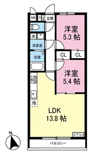 トゥ オブ アス【2階】の間取り