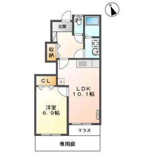 ボンヌールパンションII【1階】の間取り