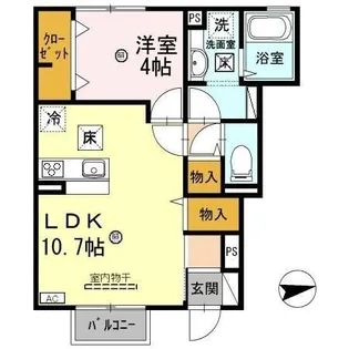 クレア ド ルーン A棟【1階】の間取り