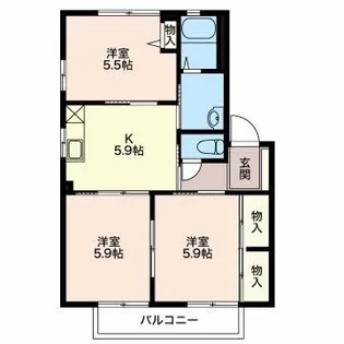 ルミエールコーポE【2階】の間取り