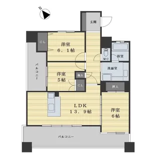 サンパーク水前寺【3階】の間取り