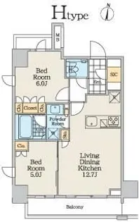 クレストコート中野富士見町【5階】の間取り