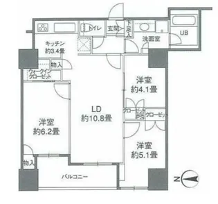 カスタリアタワー品川シーサイド【10階】の間取り
