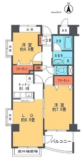 2LDKの間取り画像
