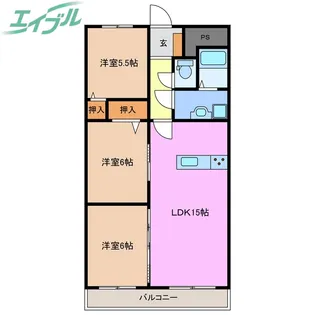 プロミネント四日市【9階】の間取り