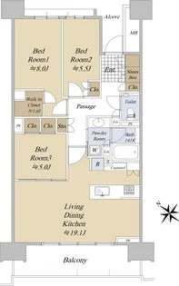 HARUMI FLAG PARK VILLAGE A棟【8階】の間取り