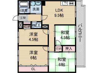 尾勝山ハイツ【1階】の間取り